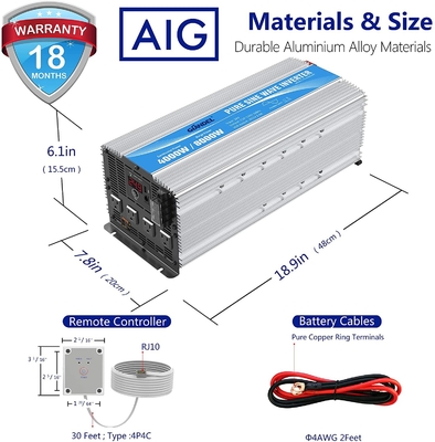 Giandel 4000W 24Vの4つのAC出口が付いている純粋な正弦波インバーター1.5Amps